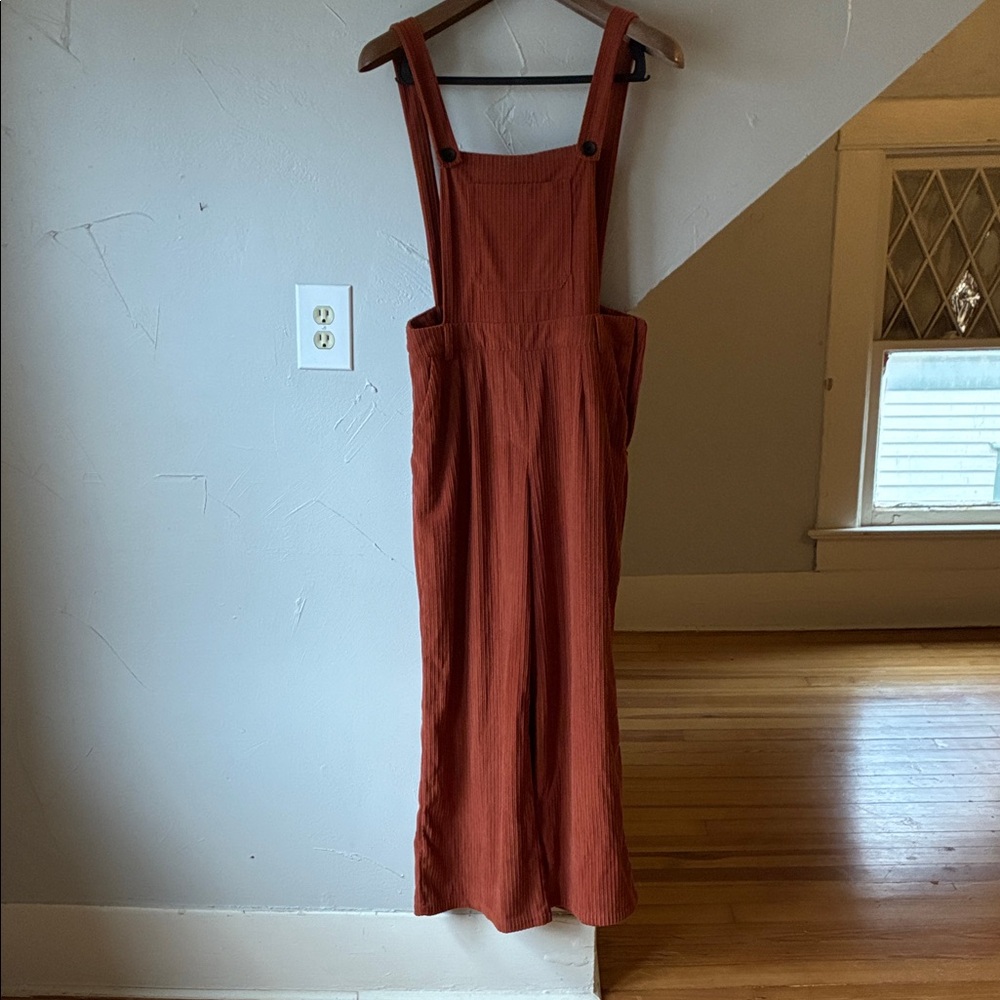 Cider Terracotta Ribbed Overalls